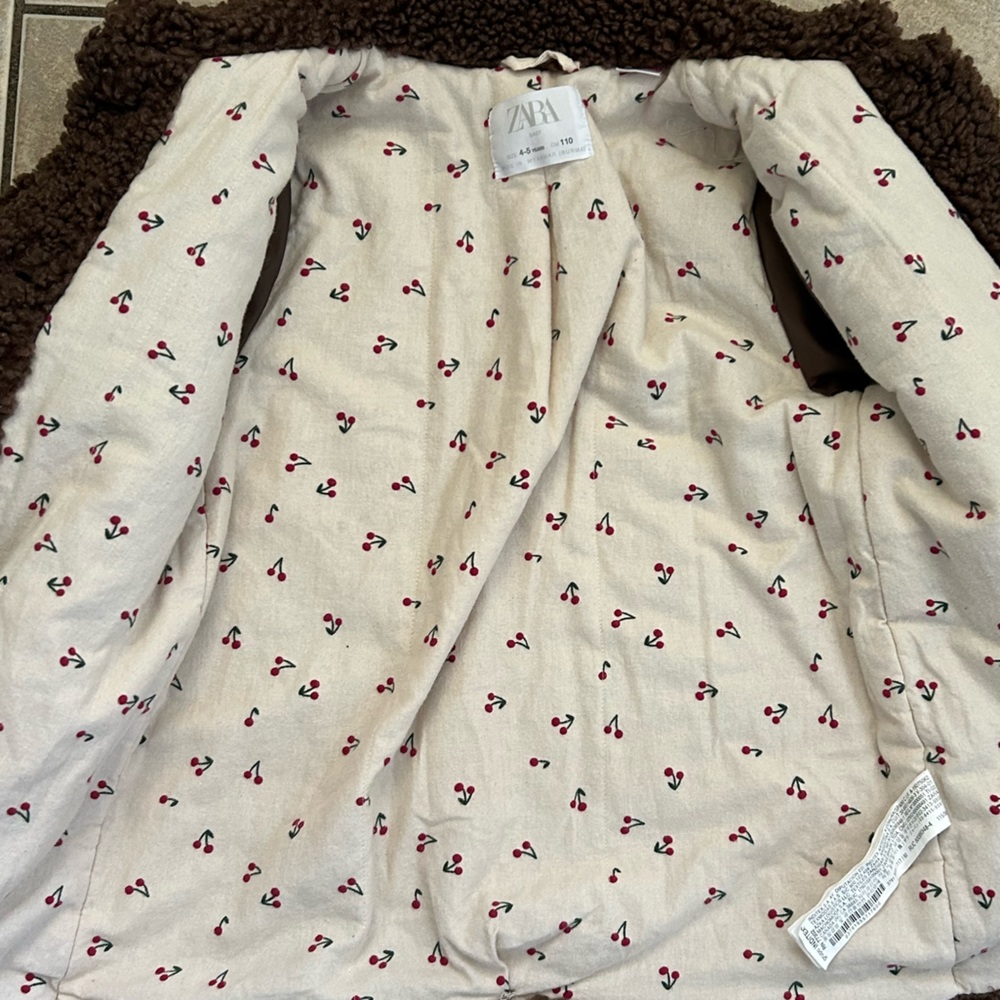 Zara Brown Teddy Coat Size 4/5 - Picture 5 of 8